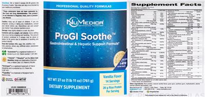 ProGI Soothe Vanilla Flavor label