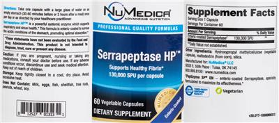 Serrapeptase HP 130,000 SPU label