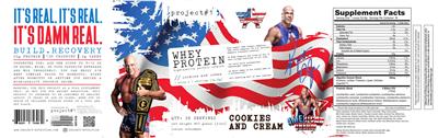 Whey Protein Cookies and Cream label