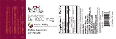 SpeedyMelts B12 1000 mcg Black Cherry label