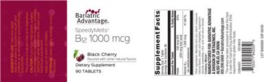 SpeedyMelts B12 1000 mcg Black Cherry label