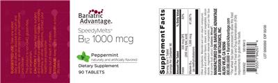 SpeedyMelts B12 1000 mcg Peppermint label