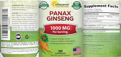Panax Ginseng 1000 mg label