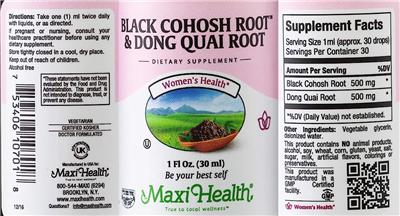 Black Cohosh Root & Dong Quai Root label