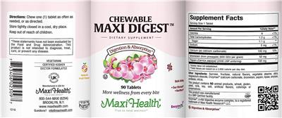 Chewable Maxi Digest Natural Fruit Flavor label