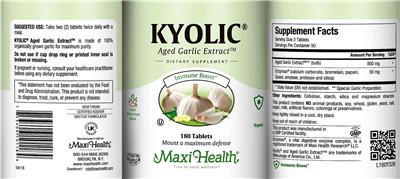 Kyolic Aged Garlic Extract label