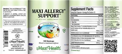 Maxi Allergy Support label