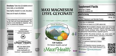 Maxi Magnesium Lysyl Glycinate label