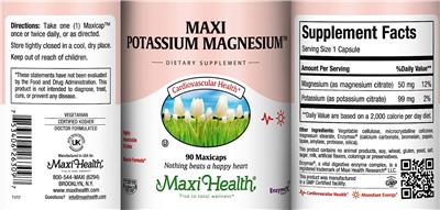 Maxi Potassium Magnesium label