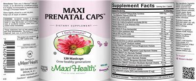 Maxi Prenatal Caps label
