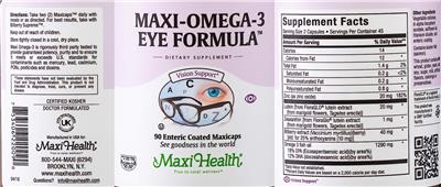 Maxi-Omega-3 Eye Formula label