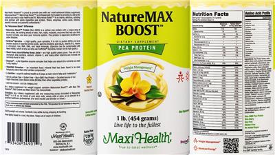 NatureMAX BOOST Pea Protein Natural Vanilla Flavor label