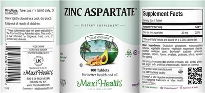 Zinc Aspartate label