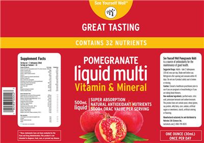 Pomegranate Liquid Multi Vitamin & Mineral label