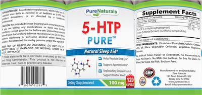 5-HTP Pure 100 mg label
