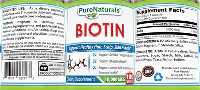 Biotin 10,000 mcg label