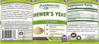 Brewer's Yeast 500 mg label