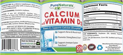 Calcium with Vitamin D3 label