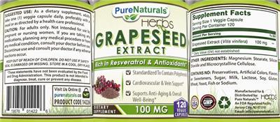 Grapeseed Extract 100 mg label