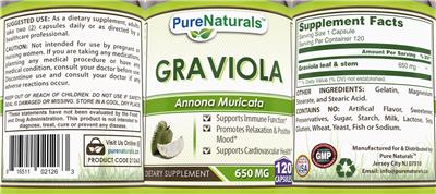 Graviola 650 mg label