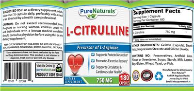 L-Citrulline 750 mg label