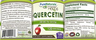 Quercetin 500 mg label