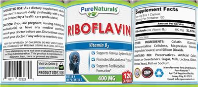 Riboflavin 400 mg label