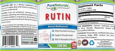 Rutin 500 mg label