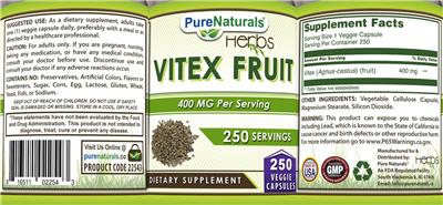 Vitex Fruit 400 mg label