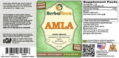 Amla Alcohol Free label