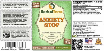 Anxiety Stop Alcohol Free label