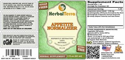 Appetite Normalizer Alcohol Free label