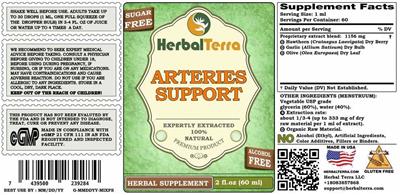 Arteries Support Alcohol Free label