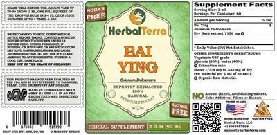Bai Ying Alcohol Free label
