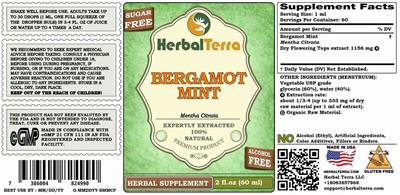 Bergamot Mint Alcohol Free label
