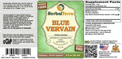 Blue Vervain Alcohol Free label