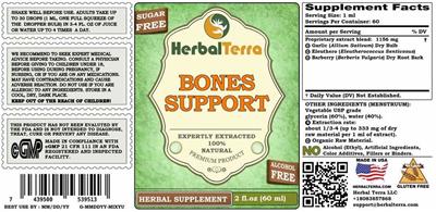 Bones Support Alcohol Free label