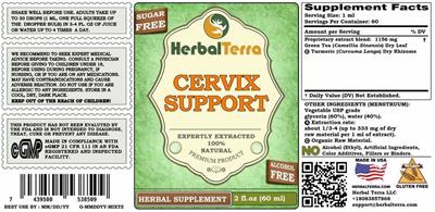 Cervix Support Alcohol Free label