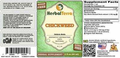 Chickweed Alcohol Free label