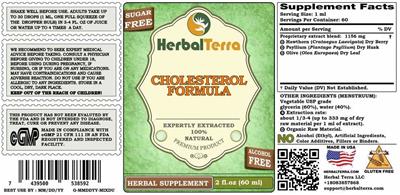Cholesterol Formula Alcohol Free label
