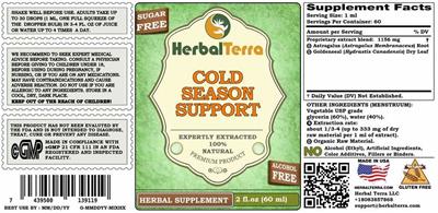 Cold Season Support Alcohol Free label
