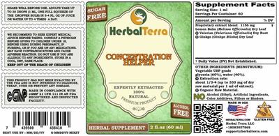 Concentration Helper Alcohol Free label