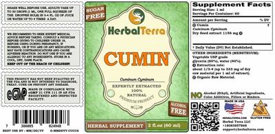 Cumin Alcohol Free label