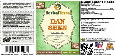 Dan Shen Alcohol Free label