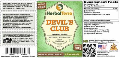 Devil's Club Alcohol Free label