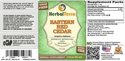 Eastern Red Cedar Alcohol Free label