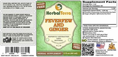 Feverfew and Ginger Alcohol Free label