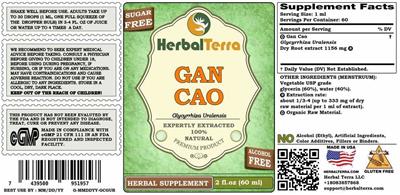 Gan Cao Alcohol Free label