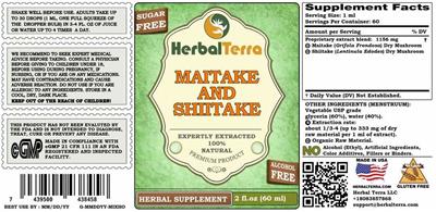 Maitake and Shiitake Alcohol Free label