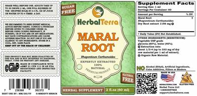 Maral Root Alcohol Free label